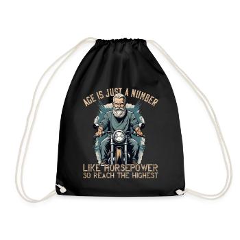 Funny Biker Grandpa Vintage Motorcycle Retro Style - Drawstring Bag - black - Front