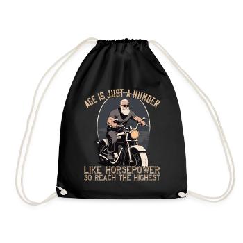 Lustiger Biker Opa Vintage Motorrad Retro Style - Turnbeutel - Schwarz - Vorne