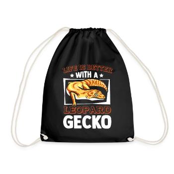 Life Is Better With A Leopard Gecko Lizard - Drawstring Bag - black - Front