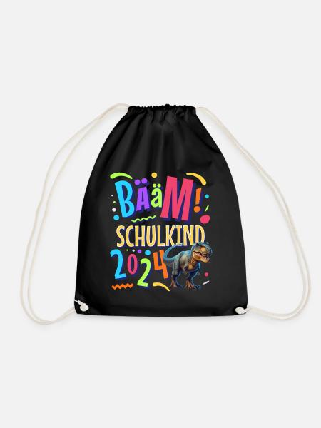 Bääm Schulkind 2024 T Rex - Turnbeutel - Schwarz