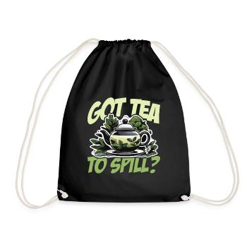 Hot Tea Got Tea To Spill Chamomile Hot Drink Lover - Drawstring Bag - black - Front
