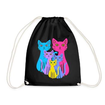 Chat Chats Chaton Famille Enfants Bébé Années 80 - Sac de sport léger - noir - Devant