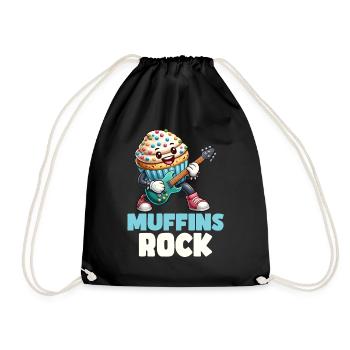 Musical muffin with guitar - Drawstring Bag - black - Front