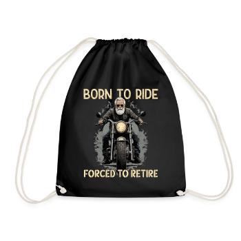 Funny Pensioner Saying Vintage Motorcycle Design - Drawstring Bag - black - Front