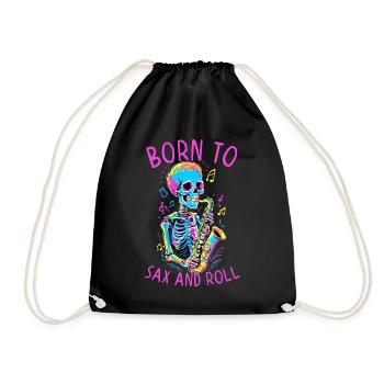 Born to be a Saxophonist Funny Jazz Design - Drawstring Bag - black - Front