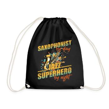 Lustiger Saxophon Spruch Jazz Musik Design - Turnbeutel - Schwarz - Vorne