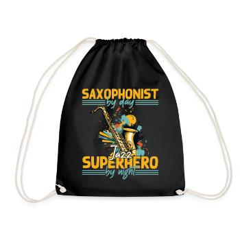 Conception de super-héros de saxophone amusant pour la musique jazz - Sac de sport léger - noir - Devant