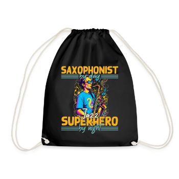 Lustiges Saxophon Design Jazz Musik Liebhaber - Turnbeutel - Schwarz - Vorne