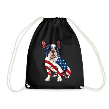 Boston Terrier Dog 4 juillet Drapeau américain Cadeaux - Sac de sport léger - noir - Devant