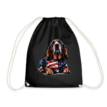 Bloodhound Dog 4. Juli amerikanische Flagge für - Turnbeutel - Schwarz - Vorne