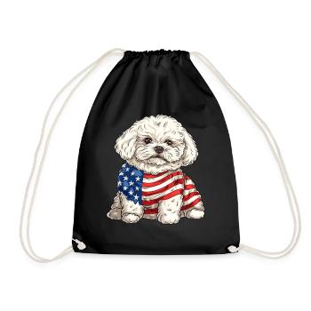 Bichon Frise Dog 4th of July American Flag Gifts - Turnbeutel - Schwarz - Vorne