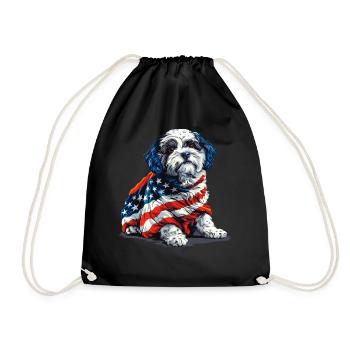Bichon Frise Dog 4th of July American Flag Gifts - Turnbeutel - Schwarz - Vorne