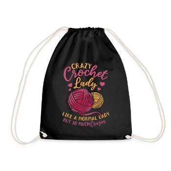 dame folle au crochet Crochet Fille au crochet Dame - Sac de sport léger - noir - Devant