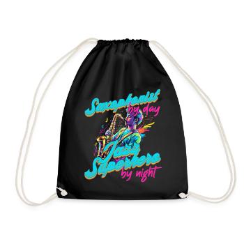 Conception de saxophone amusante pour les amateurs de musique jazz - Sac de sport léger - noir - Devant