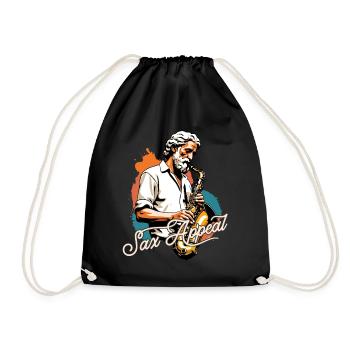 Funny saxophone design with sax appeal - Drawstring Bag - black - Front