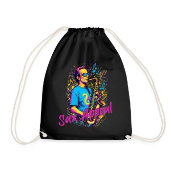 Lustiges Saxophon Design Jazz Musik Liebhaber - Turnbeutel - Schwarz - Vorne