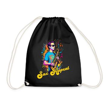 Funny Saxophone Design Jazz Music Lover - Drawstring Bag - black - Front