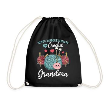 Crocheting Grandma - Never underestimate a crochet - Turnbeutel - Schwarz - Vorne