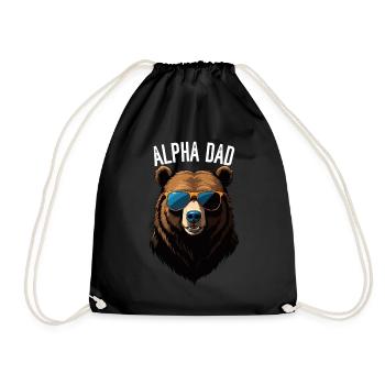 Alpha Dad Lustiger Bären Vater Perfekter Style - Turnbeutel - Schwarz - Vorne