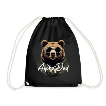 Alpha Dad Lustiger Bären Vater Perfekter Style - Turnbeutel - Schwarz - Vorne