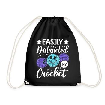 Drôle de dicton au crochet - facilement distrait par Croche - Sac de sport léger - noir - Devant