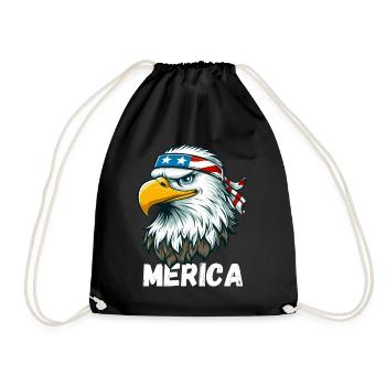 America Eagles USA Independence Day 4th of July Stars - Drawstring Bag - black - Front