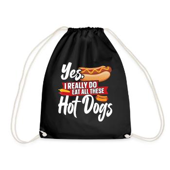 Hot Dog Adult Yes, I Really Do Eat - Drawstring Bag - black - Front