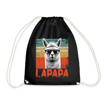 Lapapa Funny Llama Dad Perfect Father's Day Style - Drawstring Bag - black - Front