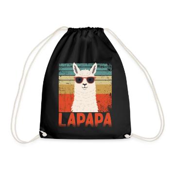 Lapapa Funny Llama Father Perfect Style - Drawstring Bag - black - Front