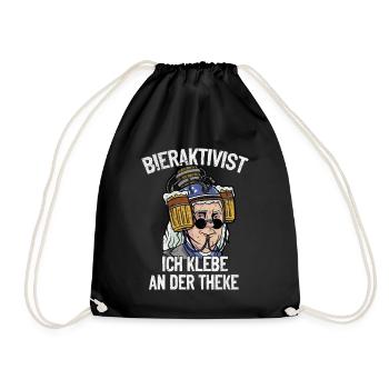 Bieraktivist ich klebe an der Theke – Partyspaß - Turnbeutel - Schwarz - Vorne