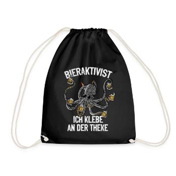 Bieraktivist ich klebe an der Theke – Partyspaß - Turnbeutel - Schwarz - Vorne