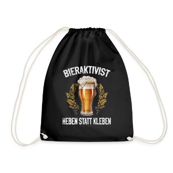 Beer activist Lifting instead of gluing – party fun - Drawstring Bag - black - Front