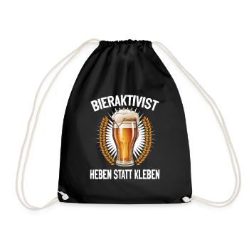 Beer activist Lifting instead of gluing – party fun - Drawstring Bag - black - Front