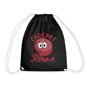 Crochet Crocheting Mama Crochet Mama - Drawstring Bag - black - Front