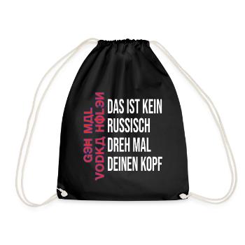 Lustiger Sauf Spruch Russisch Vodka Holen - Turnbeutel - Schwarz - Vorne