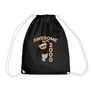 2000 Geburtstag Cool Teddy Bär Awesome since - Turnbeutel - Schwarz - Vorne