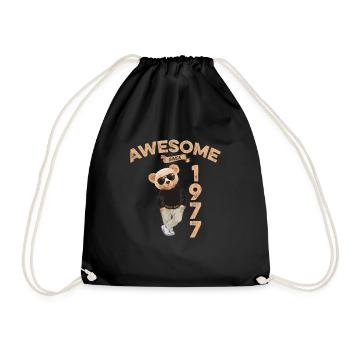 1977 Geburtstag Cool Teddy Bär Awesome since - Turnbeutel - Schwarz - Vorne