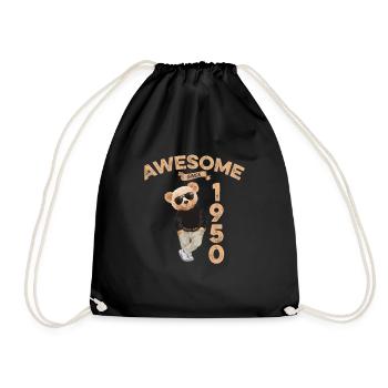 1950 Geburtstag Cool Teddy Bär Awesome since - Turnbeutel - Schwarz - Vorne
