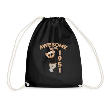 1951 Geburtstag Cool Teddy Bär Awesome since - Turnbeutel - Schwarz - Vorne