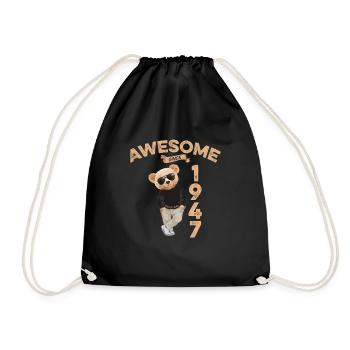 1947 Geburtstag Cool Teddy Bär Awesome since - Turnbeutel - Schwarz - Vorne