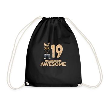 19 Years of being Awesome Cool Dog - Turnbeutel - Schwarz - Vorne
