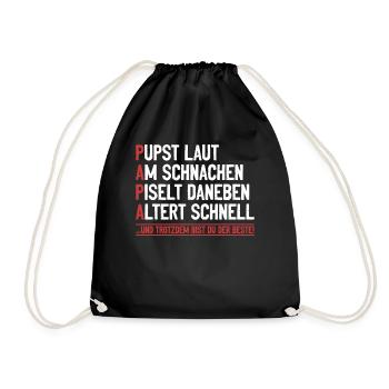 PAPA – Pupst laut, Am schnarchen, Piselt daneben - Turnbeutel - Schwarz - Vorne