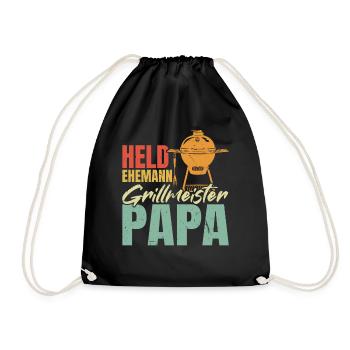 Hero, husband, grill master, dad - Drawstring Bag - black - Front