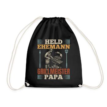Hero, husband, grill master, dad - Drawstring Bag - black - Front
