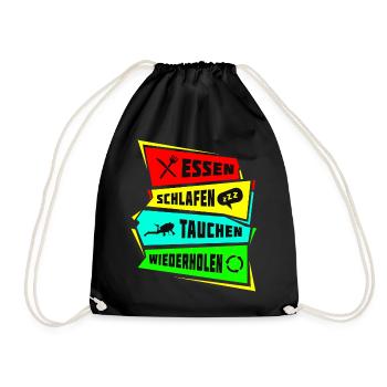 Essen Schlafen Tauchen wiederholen - Turnbeutel - Schwarz - Vorne