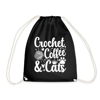 Crochet café & chats - Cat Lover Crocheter - Sac de sport léger - noir - Devant