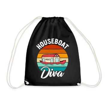 Funny Houseboat Saying - Drawstring Bag - black - Front