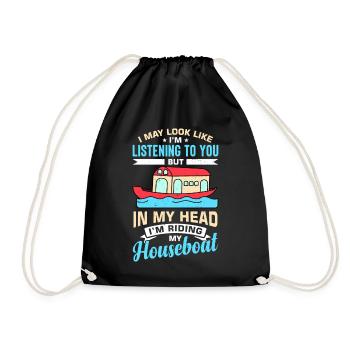 Funny Houseboat Saying - Drawstring Bag - black - Front