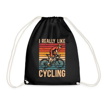 Cyclist I Really Like Cycling Retro Loves Cycling - Turnbeutel - Schwarz - Vorne
