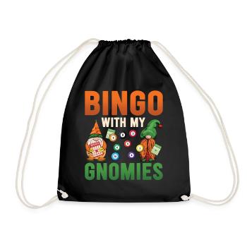 Bingo Mit Meinen Gnomies Lustiges Bingo - Turnbeutel - Schwarz - Vorne